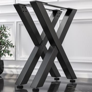 JUANA | Pieds de table de bar en forme de X | Noir | Pieds : 8x8cm | L58xH105cm
