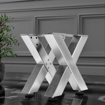 JUANA | X-formet bordben | Rustfritt stål | Føtter: 8x8 cm | B40xH73cm