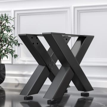 JUANA | Pieds de table en X | Noir | Pieds : 8x8cm | L40xH73cm