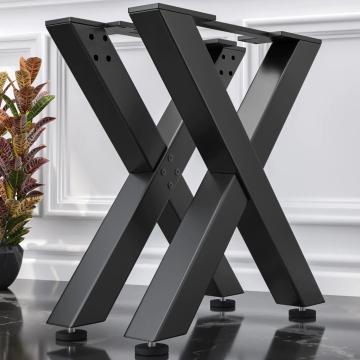 JUANA | Pieds de table en X | Noir | Pieds : 8x8cm | L68xH73cm