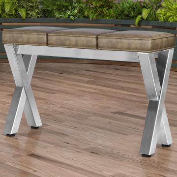 JUANA | Bench W:H 120 x 81cm | 8mm | Stainless Steel/ Taupe