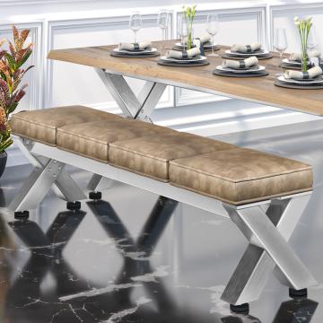 JUANA | Loungebank B:H 160 x 51cm | 8mm | Roestvrij staal/ Taupe