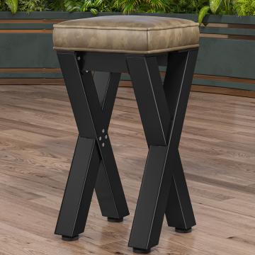 JUANA | Commercial Bar Stool | W:H 40 x 81cm | Black/ Taupe | Leather seat: Taupe | without backrest