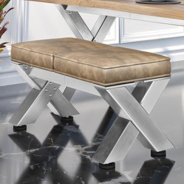 JUANA | Lounge Bench W:H 80 x 51cm | 8mm | Stainless Steel/ Taupe