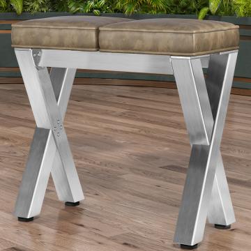JUANA | Bench W:H 80 x 81cm | 8mm | Stainless Steel/ Taupe