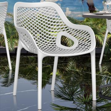 KRABI ARM | Plastic Restaurant Chair | White | Plastic | Stackable