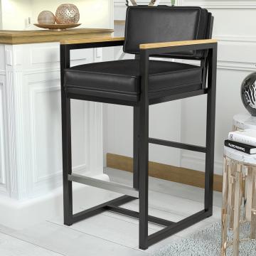 KYLA | Designerskie krzesło barowe | Skóra | Czarny