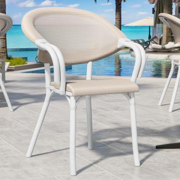 LAGOS | Textilene Cafe Chair | Cream | Plastic | Stackable