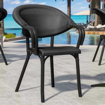 LAGOS | Textilene Cafe Chair | Black | Stackable | Stackable