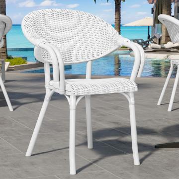 LAGOS | Rattan Bistro Chair | White | Plastic | Stackable