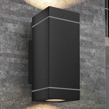 LISA | Wandspot | B:D:H 6,5 x 10 x 11 cm | Zwart / Aluminium | 2x20W | Buitenruimte