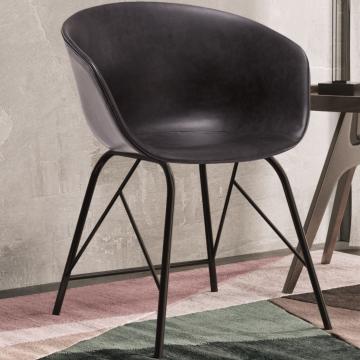 LEWIS | Designer Dining Chair | Grey | Leather