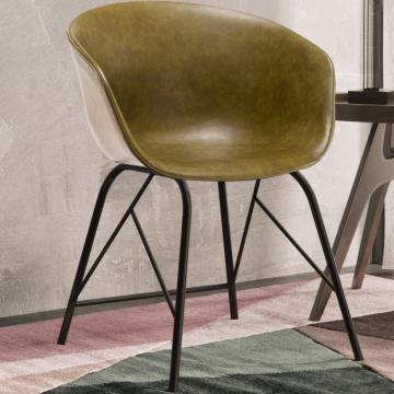 LEWIS | Designer spisebordsstol | Grøn | Læder