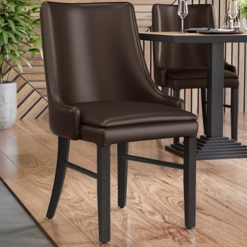 LOLA | Leather Restaurant Chair | Dark brown | Leather