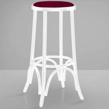 LOUIS | Bentwood Bar Stool | White | Bentwood | Leather seat: Bordeaux