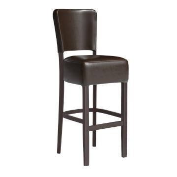 LUCA | Commercial Bar Stool | Leather | Wood | Brown | with backrest