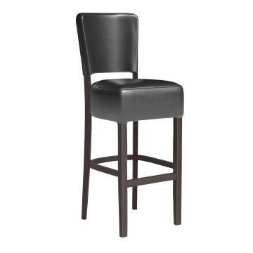 LUCA | Commercial Bar Stool | Leather | Wood | Black | with backrest