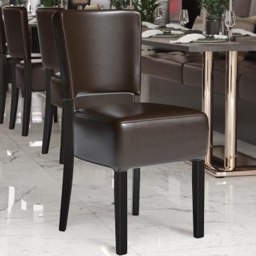 LUCA STEEL | Restaurant Chair | Dark brown | Leather