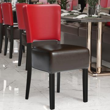LUCA STEEL | Chaise de restaurant en cuir | Marron/rouge | Cuir