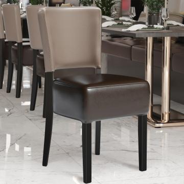 LUCA STEEL | Restaurant Chair | Brown/Taupe | Leather