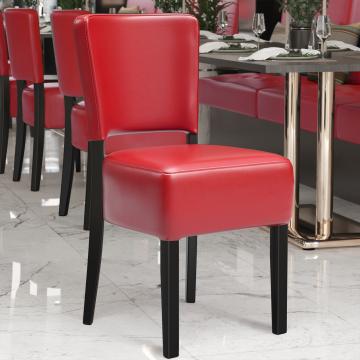 LUCA STEEL | Restaurant Chair | Red | Leather