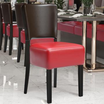 LUCA STEEL | Chaise de restaurant en cuir | Rouge/marron | Cuir
