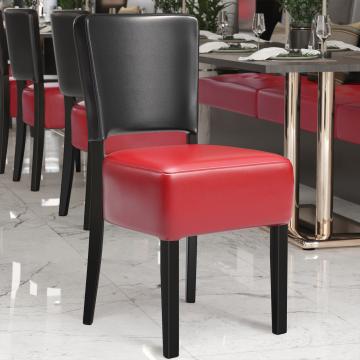 LUCA STEEL | Chaise de restaurant en cuir | Rouge/noir | Cuir