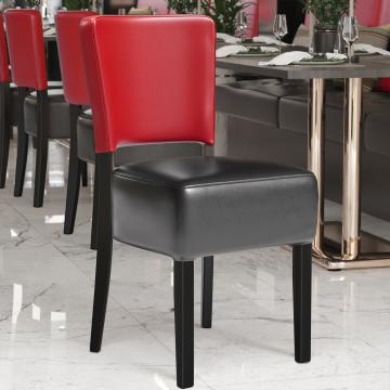 LUCA STEEL | Chaise de restaurant en cuir | Noir/rouge | Cuir