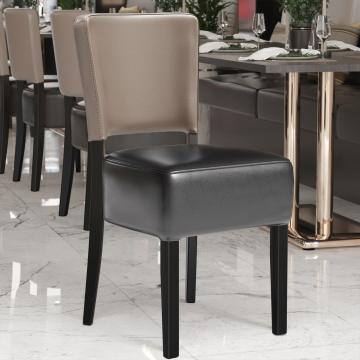 LUCA STEEL | Restaurant Chair | Black/Taupe | Leather