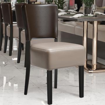 LUCA STEEL | Restaurant Chair | Taupe/Brown | Leather
