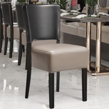 LUCA STEEL | Restaurant Chair | Taupe/Black | Leather