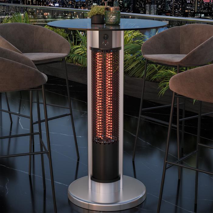 MARA, Tavolo da bar riscaldante, Ø 60 cm, 800 & 1600W, 2 livelli di  riscaldamento