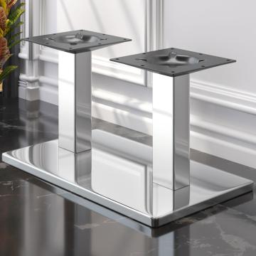 MADRID | Double Column Lounge Height Table Base | Stainless steel | W:D 40 x 70 cm | Column: 8 x 36 cm