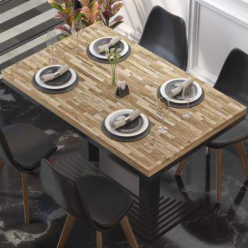 MASSIV-STEEL | Solid træplade til restaurantbord | B:D 120 x 70 cm | Eg | Firkantet | Bistro-bordplade i massivt materiale