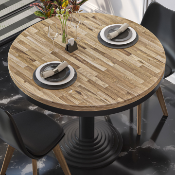 MASSIV-STEEL | Bistro solid table top | Ø80cm | oak