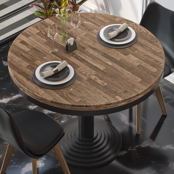 MASSIV STEEL | Bistro solid table top | Ø70cm | walnut