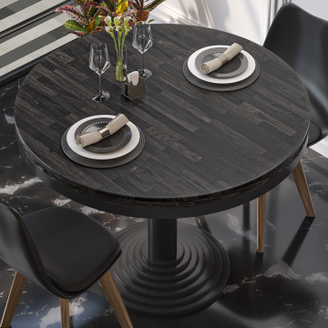 MASSIV STEEL | Bistro solid table top | Ø70cm | Wenge - Black