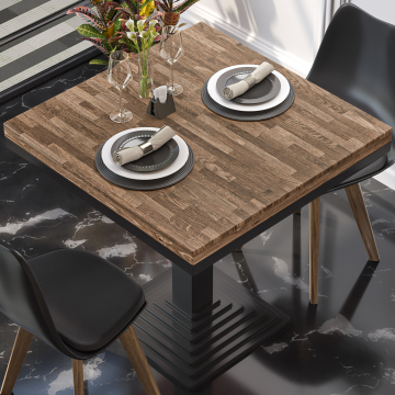 MASSIV STEEL | Commercial Solid Wood Table Top | W:D 70 x 70 cm | Walnut | Square | Bistro solid table top