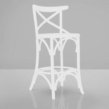 MAUDEZ | Sgabello bistrot in legno curvato | Bianco | Legno di prua | Sedile in legno