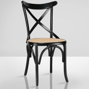 MAUDEZ | Krzesło z wikliny trzcinowej | Czarne | Bentwood | Naturalna wiklina