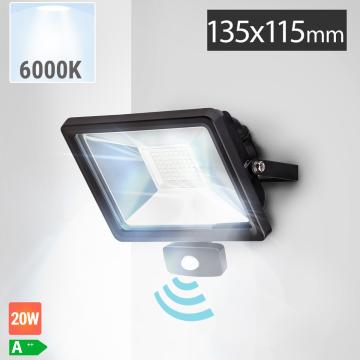 MAX | LED Valonheitin | Liiketunnistin | 20W | 6000K | Kylmä valkoinen