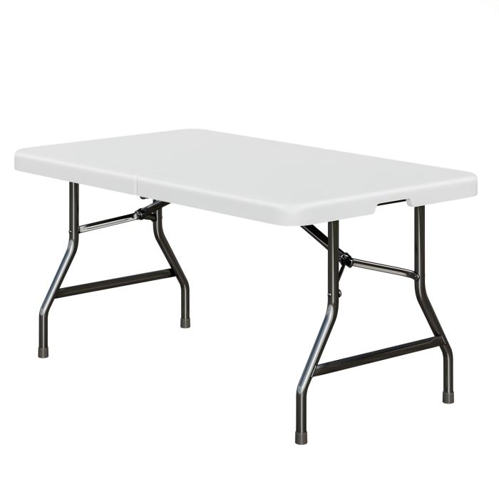 Jago® Table Pliante - 183 x 76 cm, Cadre en Acier, Max. 150 kg, avec  Poignée de Transport, Imperméable, pour 6 Personnes, Rectangulaire, en  Blanc