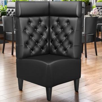 MIAMI | Commercial Corner Booth Seating | W:H 64 x 128 cm | Black | Chesterfield | Leather