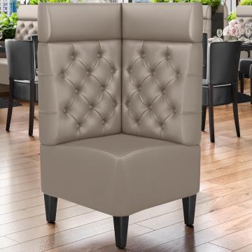 MIAMI | Commercial Corner Booth Seating | W:H 64 x 128 cm | Taupe | Chesterfield | Leather