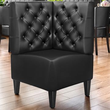 MIAMI | Commercial Corner Booth Seating | W:H 64 x 103 cm | Black | Chesterfield | Leather