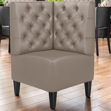 MIAMI | Commercial Corner Booth Seating | W:H 64 x 103 cm | Taupe | Chesterfield | Leather