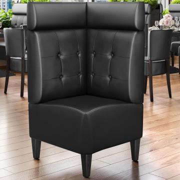 MIAMI | Commercial Corner Booth Seating | W:H 64 x 128 cm | Black | Chesterfield Button | Leather