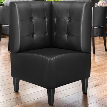 MIAMI | Commercial Corner Booth Seating | W:H 64 x 103 cm | Black | Chesterfield Button | Leather