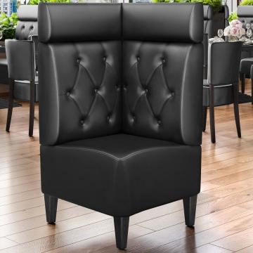 MIAMI | Commercial Corner Booth Seating | W:H 64 x 128 cm | Black | Chesterfield Rhombus | Leather