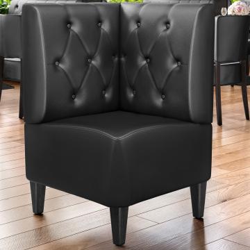 MIAMI | Commercial Corner Booth Seating | W:H 64 x 103 cm | Black | Chesterfield Rhombus | Leather